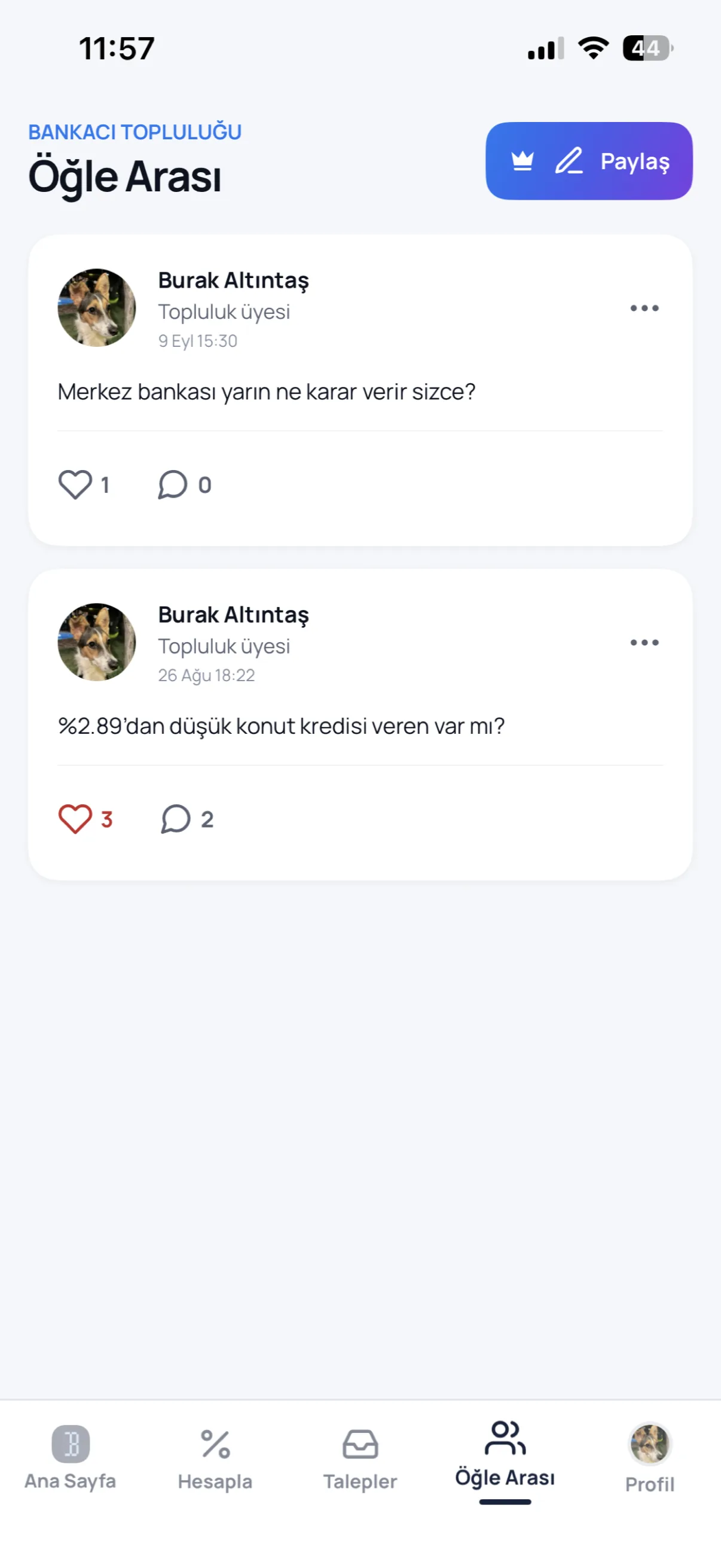 Lunch Break screen in the Bankacı app